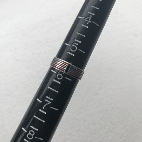 Sterling Silver Vintage USA Flag Enamel Ring Stack - Picture 3 of 4